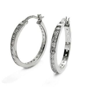 Sterling Silver CZ Hoop Earrings Hoops 🆕
